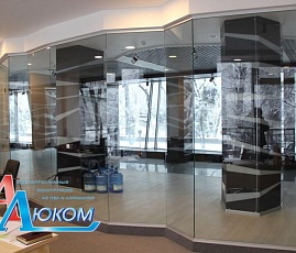 Цельностеклянные перегородки - наши работы